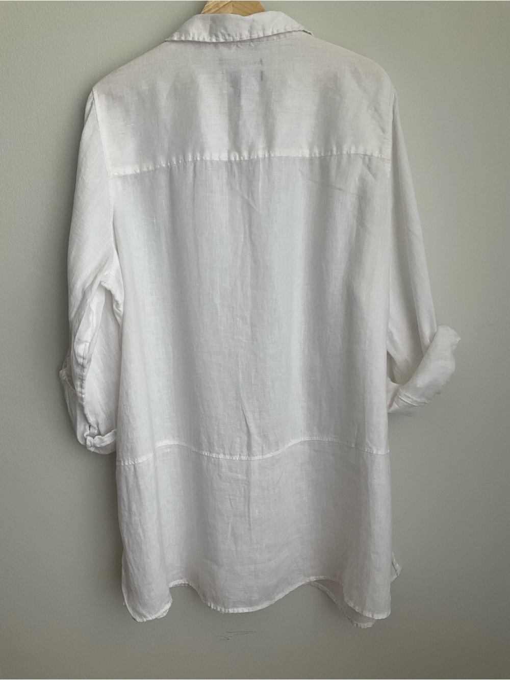 Tahari 2X White Lightweight 100% Linen Button-Down Tunic Shirt - Picture 5 of 9